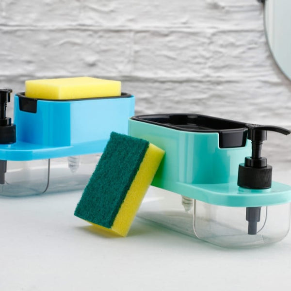 Liquid Dispenser Pump with Sponge Holder Kitchen Sink Accessories